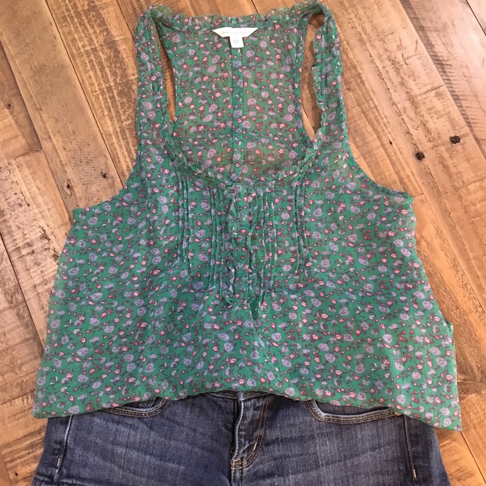 AE Sheer Floral Tank Top